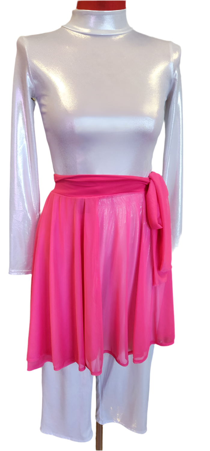 Pink Mesh Wrap-Around Overlay Skirt (Final Sale)