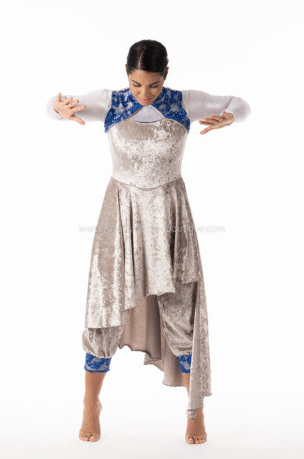 AUTHORITY Velvet Praise Unitard with attached Asymmetrical Overlay Skirt 9