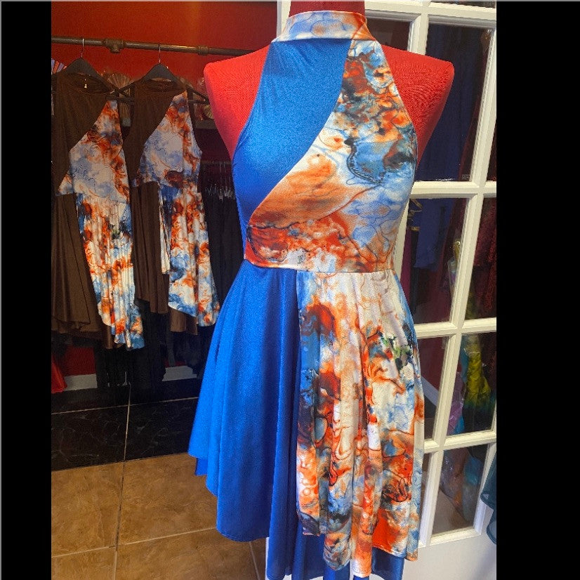 Brown/Tie-Dye Praise Dance Lycra Ephod (Final Sale)