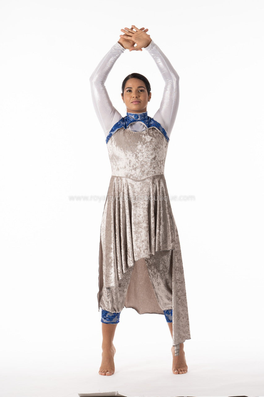 AUTHORITY Velvet Praise Unitard with attached Asymmetrical Overlay Skirt 9