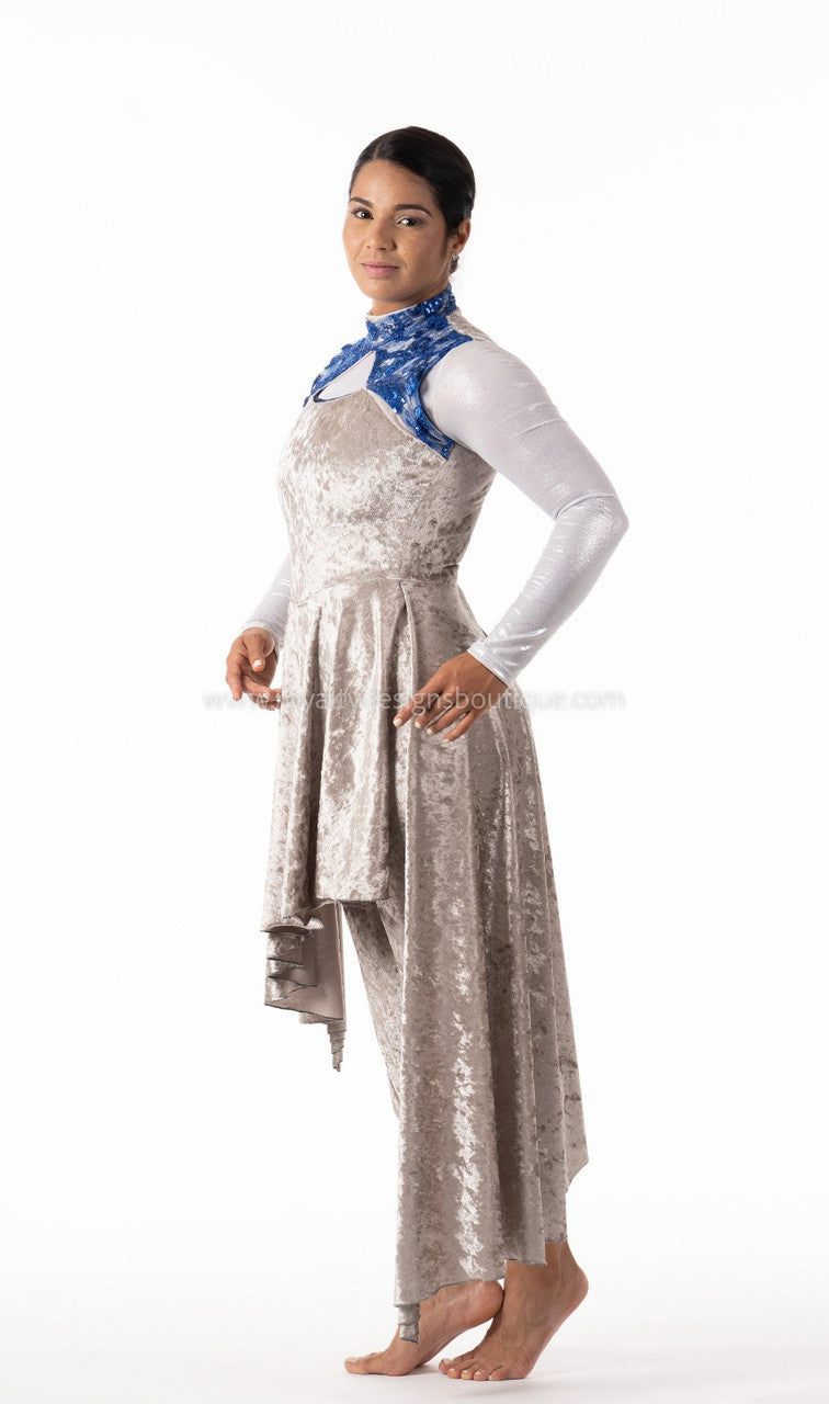 AUTHORITY Velvet Praise Unitard with attached Asymmetrical Overlay Skirt 9
