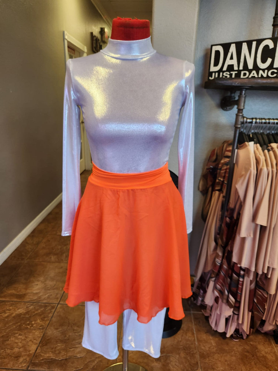 Solid Orange Chiffon Wrap around Over Skirt (Final Sale)