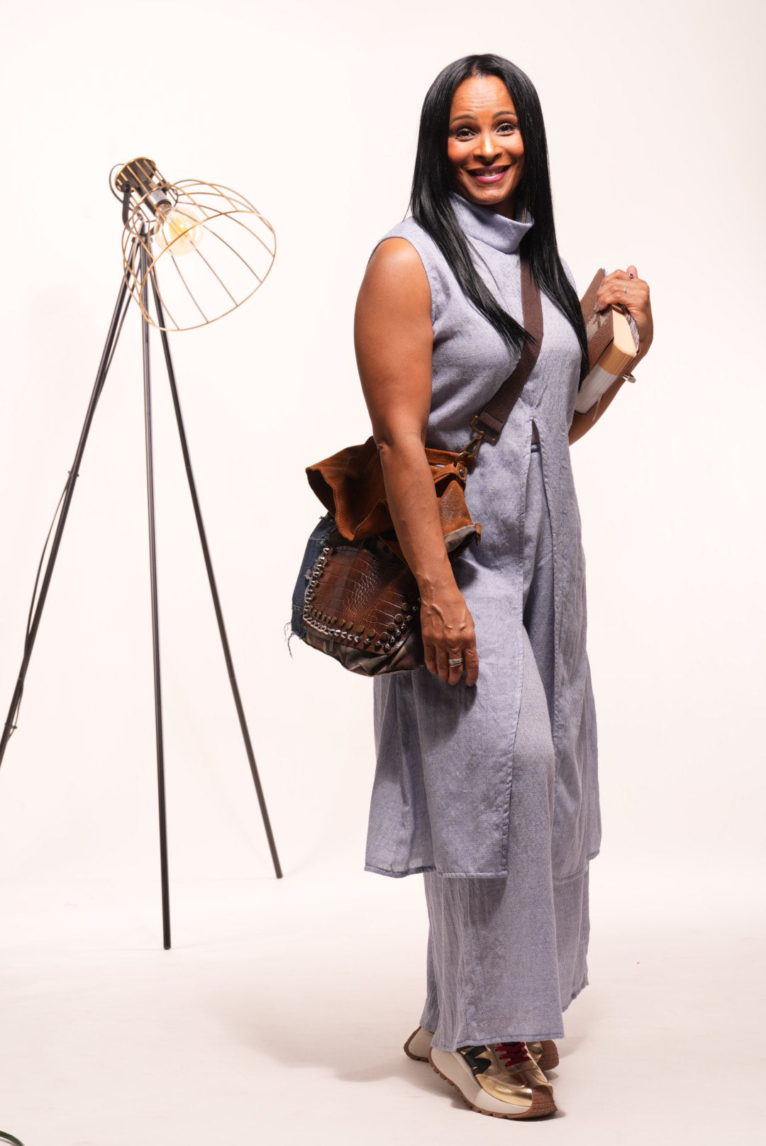 “Promise” Slit-Front Linen Top