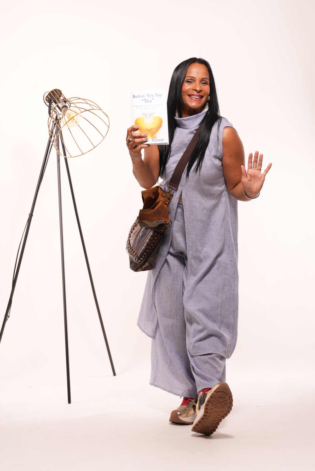 “Promise” Slit-Front Linen Top
