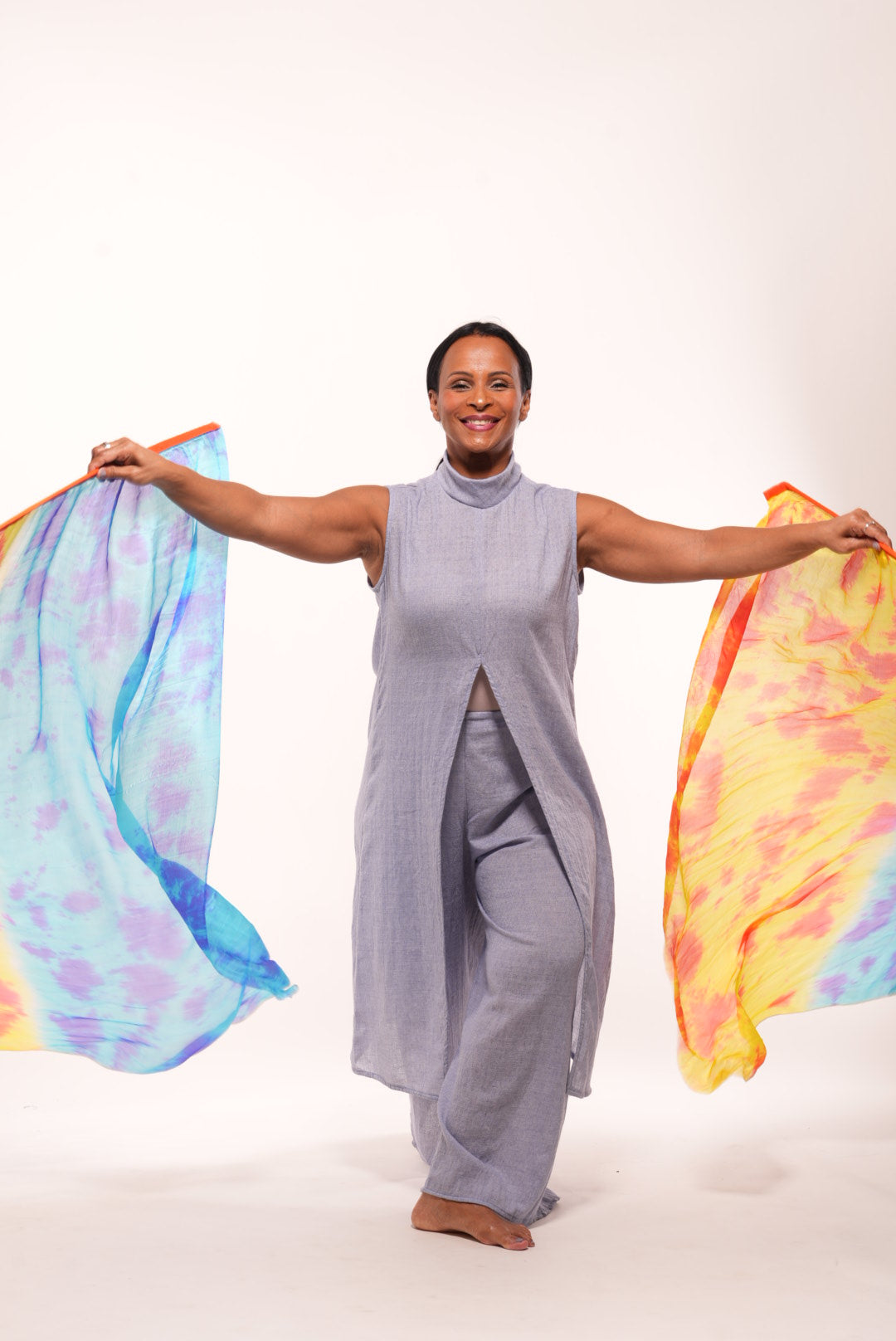 “Promise” Slit-Front Linen Top