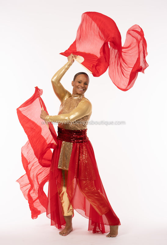 “ Praise Him ” Gold Sequin Tunic with Chiffon Skirt – Multiple Skirt Colors