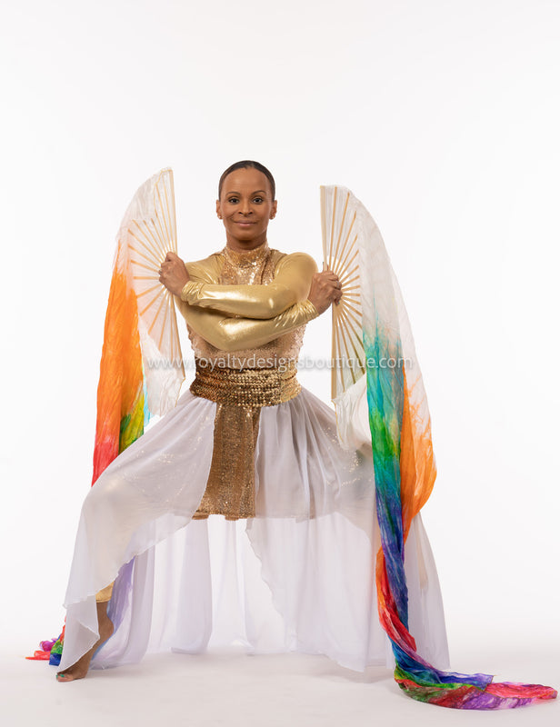 “ Praise Him ” Silver Sequin Tunic with Chiffon Skirt – Multiple Skirt Colors