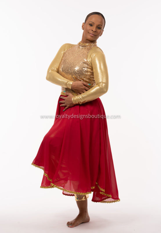 JOY Collection Praise Dress : Gold Sequin Top with Customizable Chiffo Royalty Designs Boutique JOY Collection Praise Dress : Gold Sequin Top with Customizable Chiffo Royalty Designs Boutique