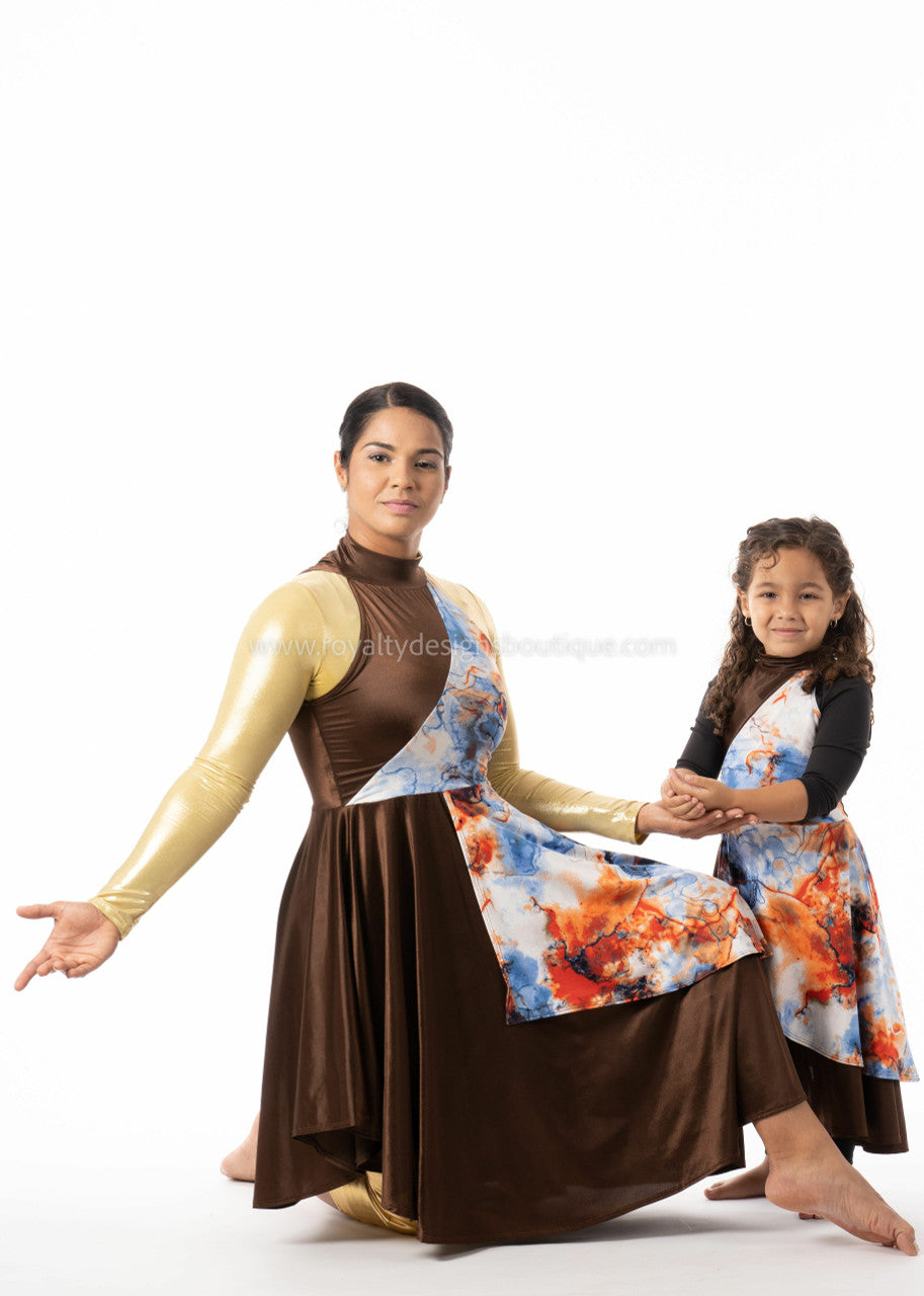 Brown/Tie-Dye Praise Dance Lycra Ephod (Final Sale)