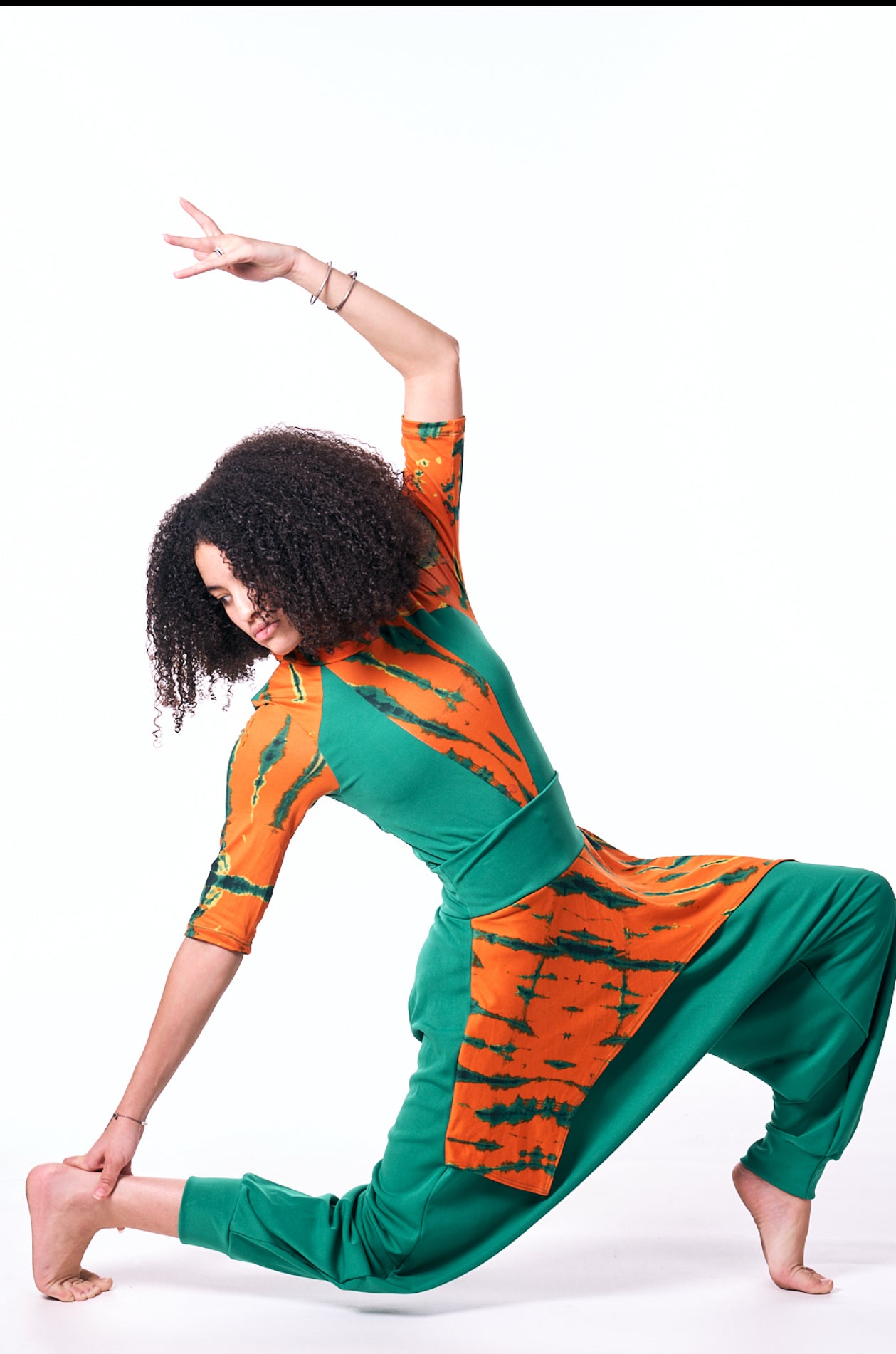 Harem Pants – Green with Batik Print Waist | Praise & Prophetic Dancewear | ARISE Collection