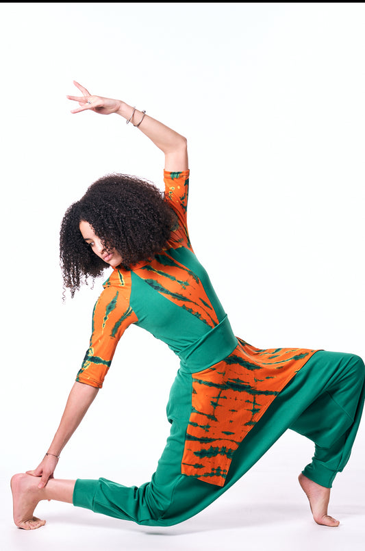 Harem Pants – Green with Batik Print Waist | Praise & Prophetic Dancewear | ARISE Collection