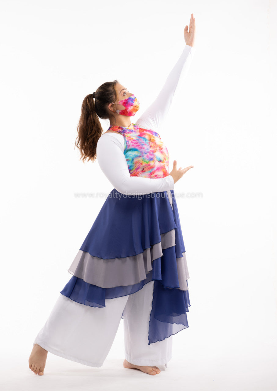 Asymmetrical Dance Tunic with decor trimming on the waist REVIVAL