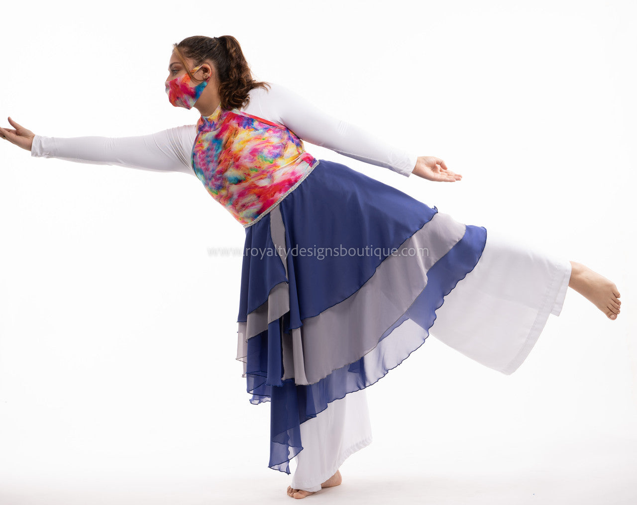 Asymmetrical Dance Tunic with decor trimming on the waist REVIVAL