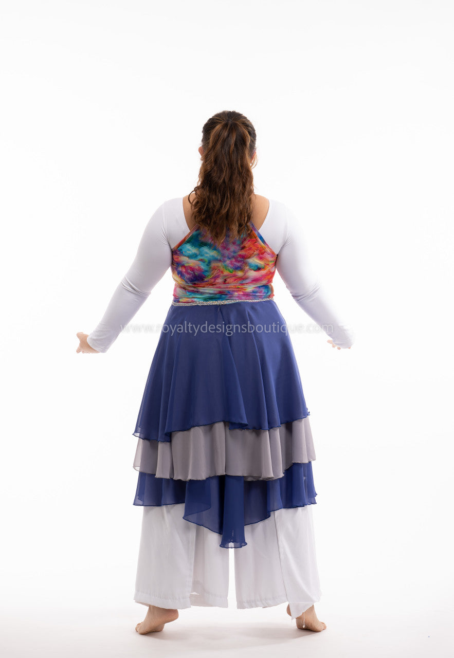 Asymmetrical Dance Tunic with decor trimming on the waist REVIVAL