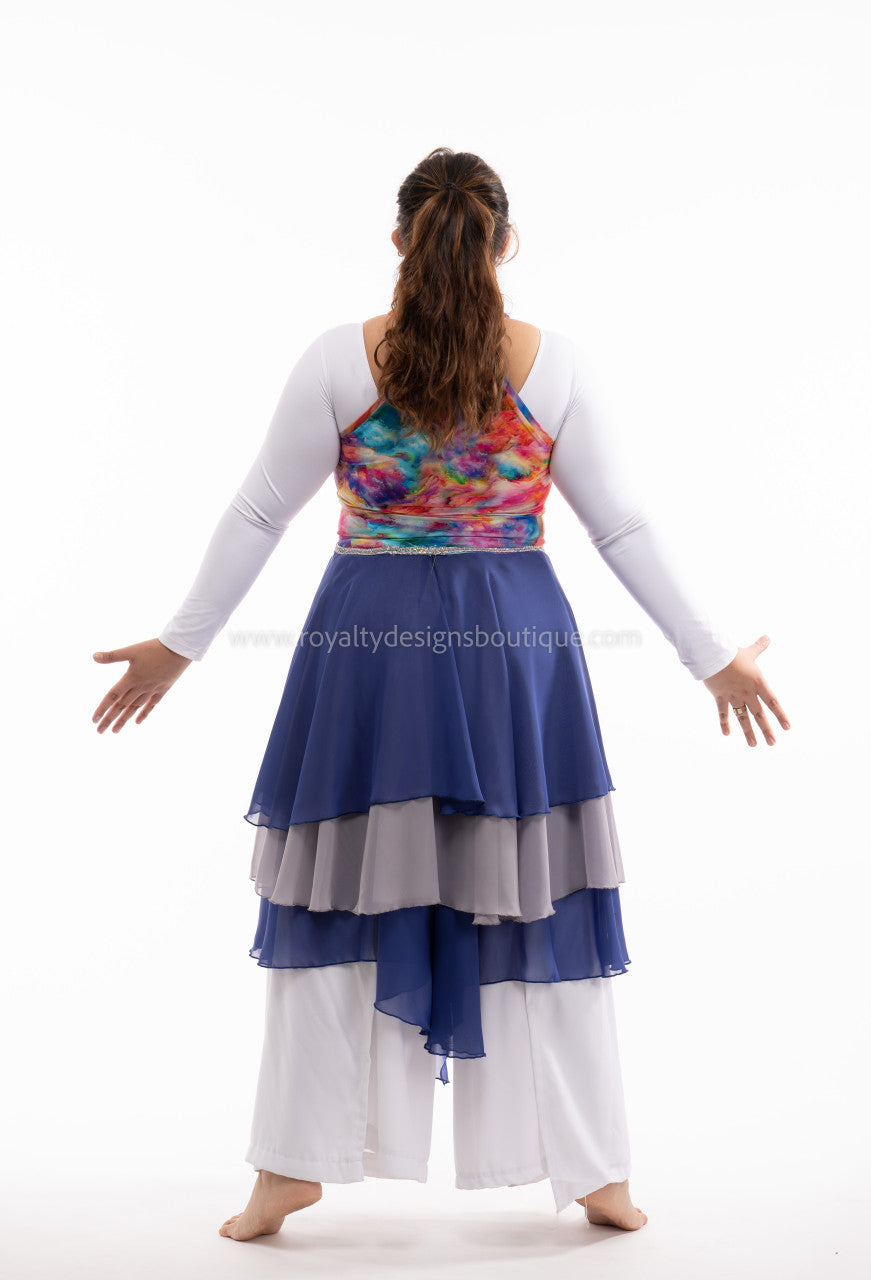 Asymmetrical Dance Tunic with decor trimming on the waist REVIVAL