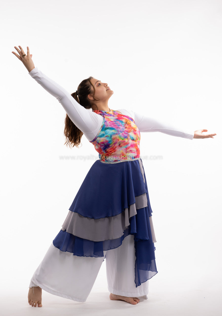 Asymmetrical Dance Tunic with decor trimming on the waist REVIVAL