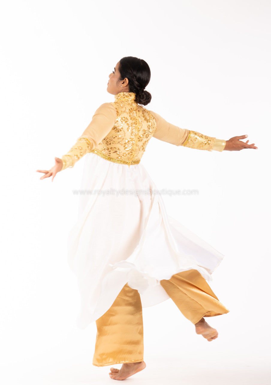 Crown Collection – High-Waist Long-Sleeve Lace & Trimmed Premium Praise Dance Dress