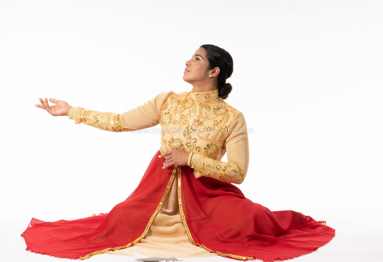 Crown Collection – High-Waist Long-Sleeve Lace & Trimmed Premium Praise Dance Dress