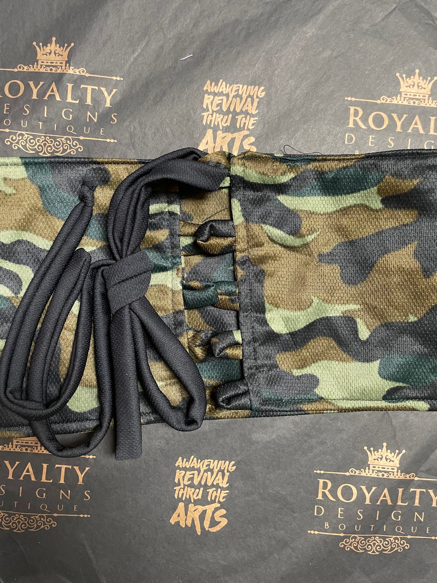 Camo with Black Praise Dance Sash / Belt ( Final Sale )*