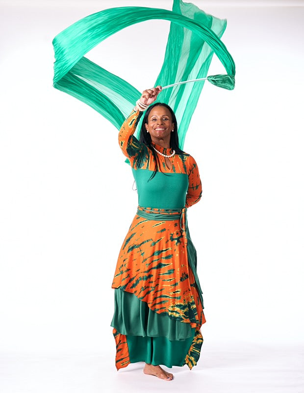 Asymmetrical Wrap Skirt – Orange & Green Batik Print | ARISE Collection