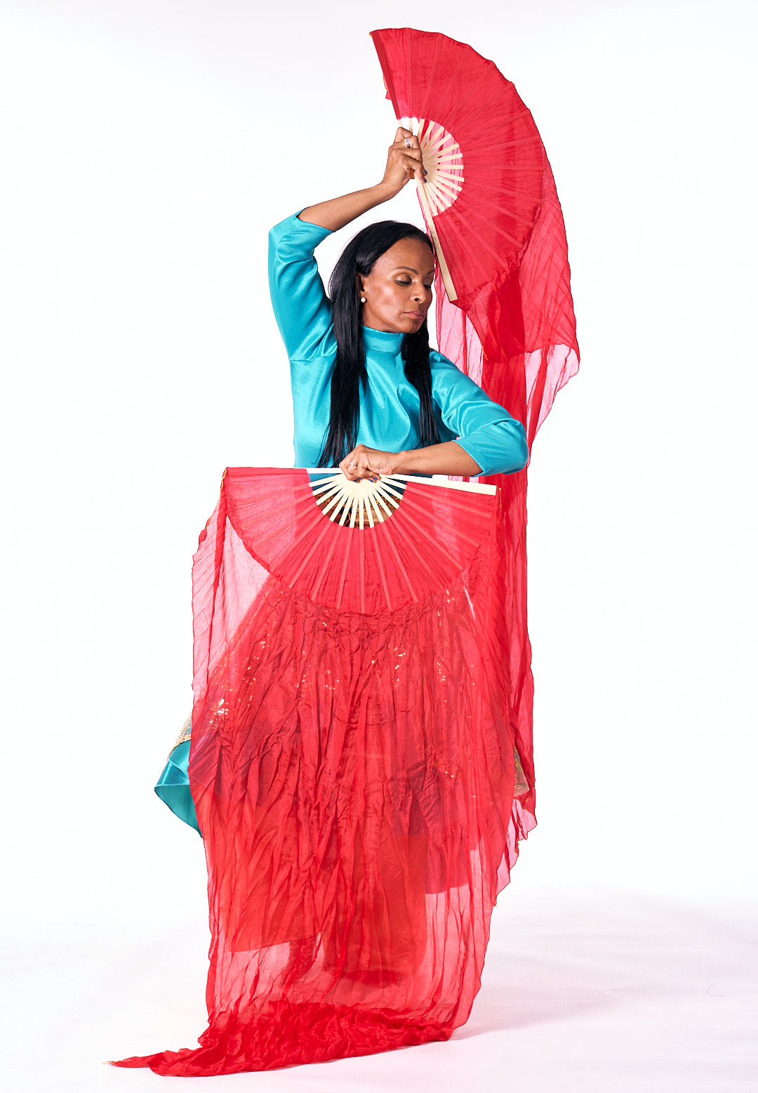 Praise & Worship Dance Fans (Set of 2 – Left & Right) | Silk Veils | Solid & Multicolor