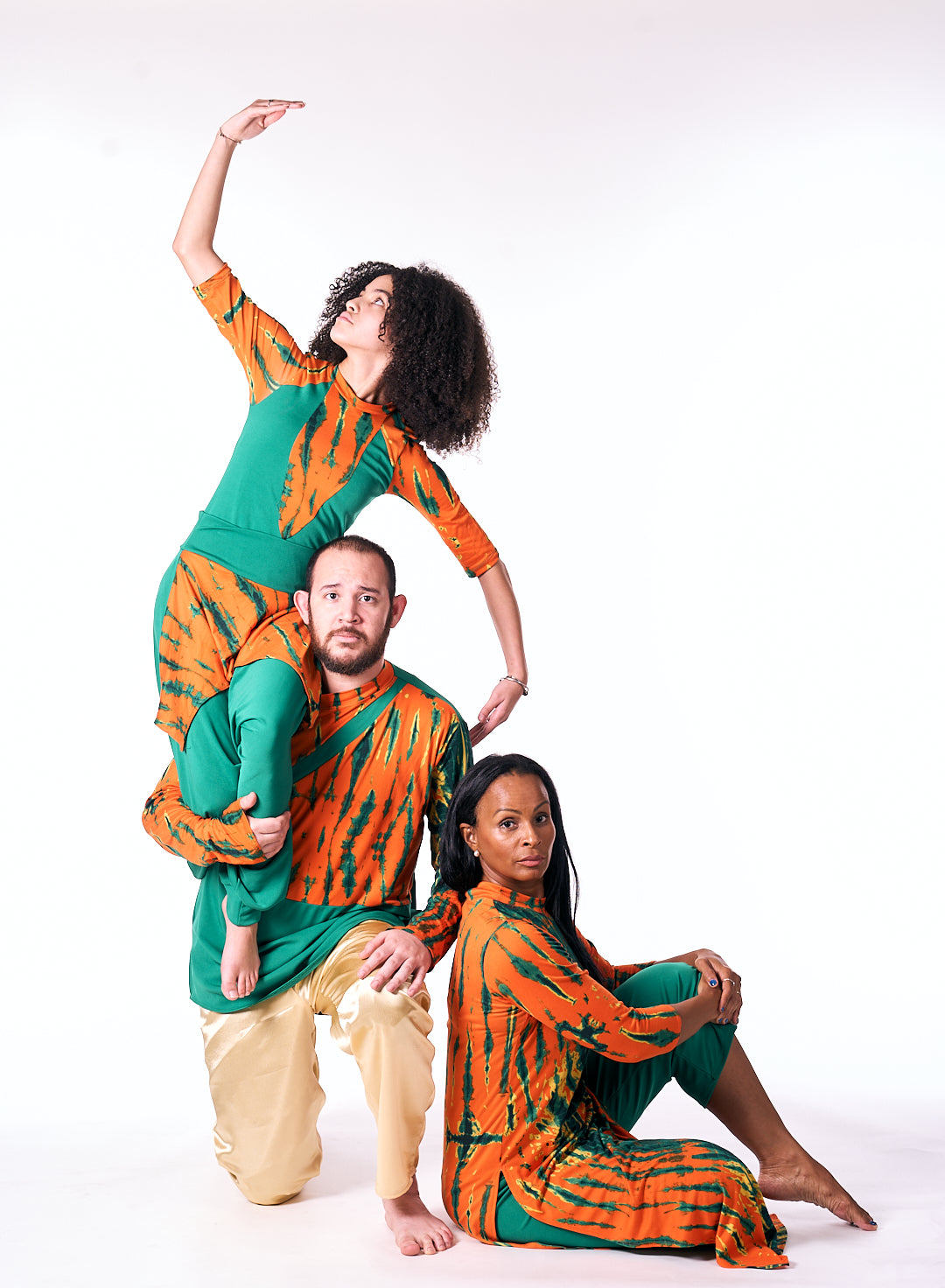 Modern Tunic + Pants Set (2-Piece) – Orange & Green Batik Print | Christian Praise Dancewear | ARISE Collection