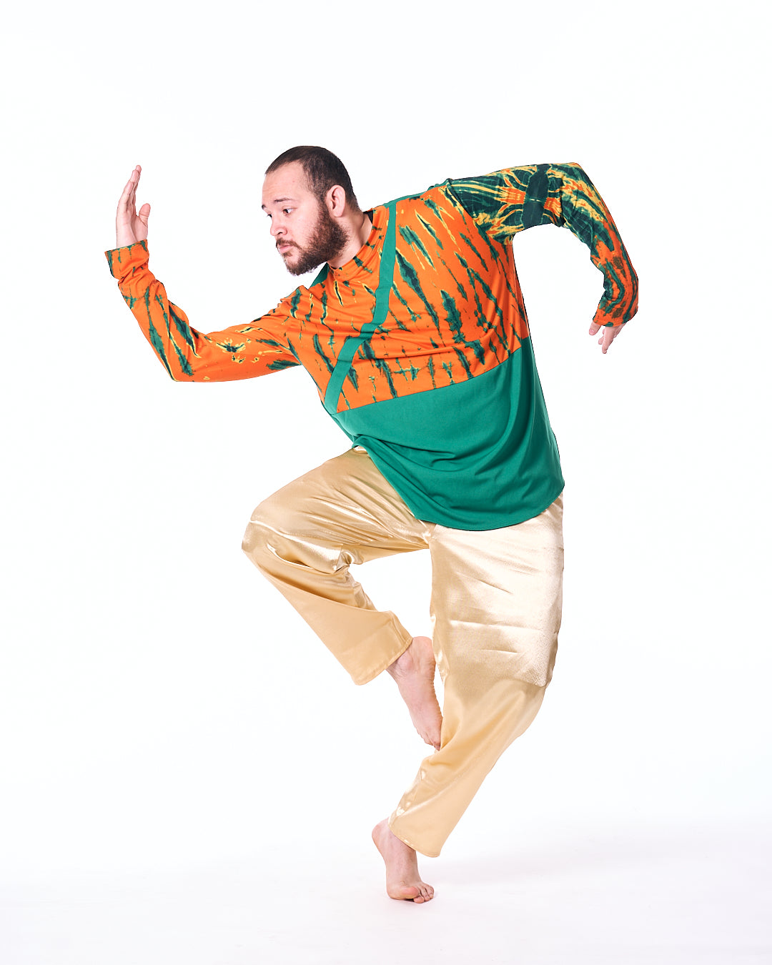 Men’s Tunic – Orange & Green Batik Print | Christian Praise Dancewear | ARISE Collection