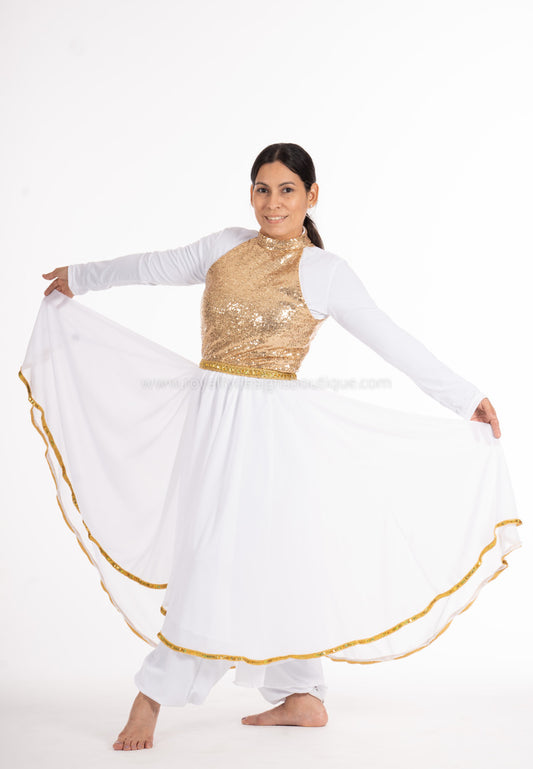 JOY Collection Praise Dress : Gold Sequin Top with Customizable Chiffon Skirt : Best Seller