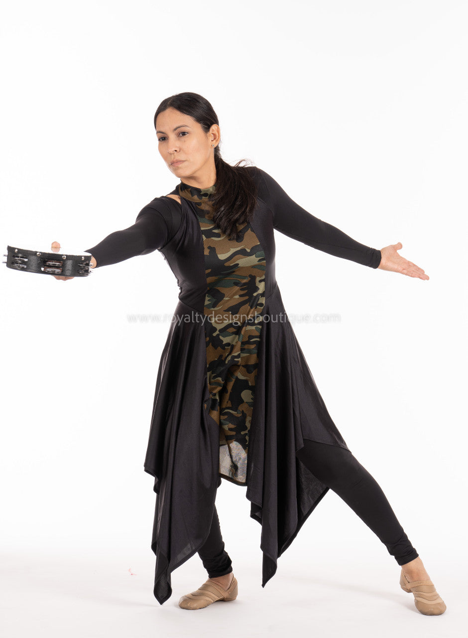 Gabriella Warfare Black and gold Lycra Praise Dance Handkerchief Ephod