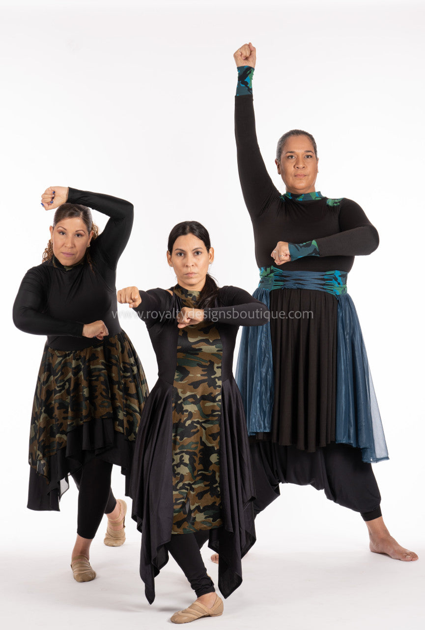 Gabriella Warfare Black and gold Lycra Praise Dance Handkerchief Ephod