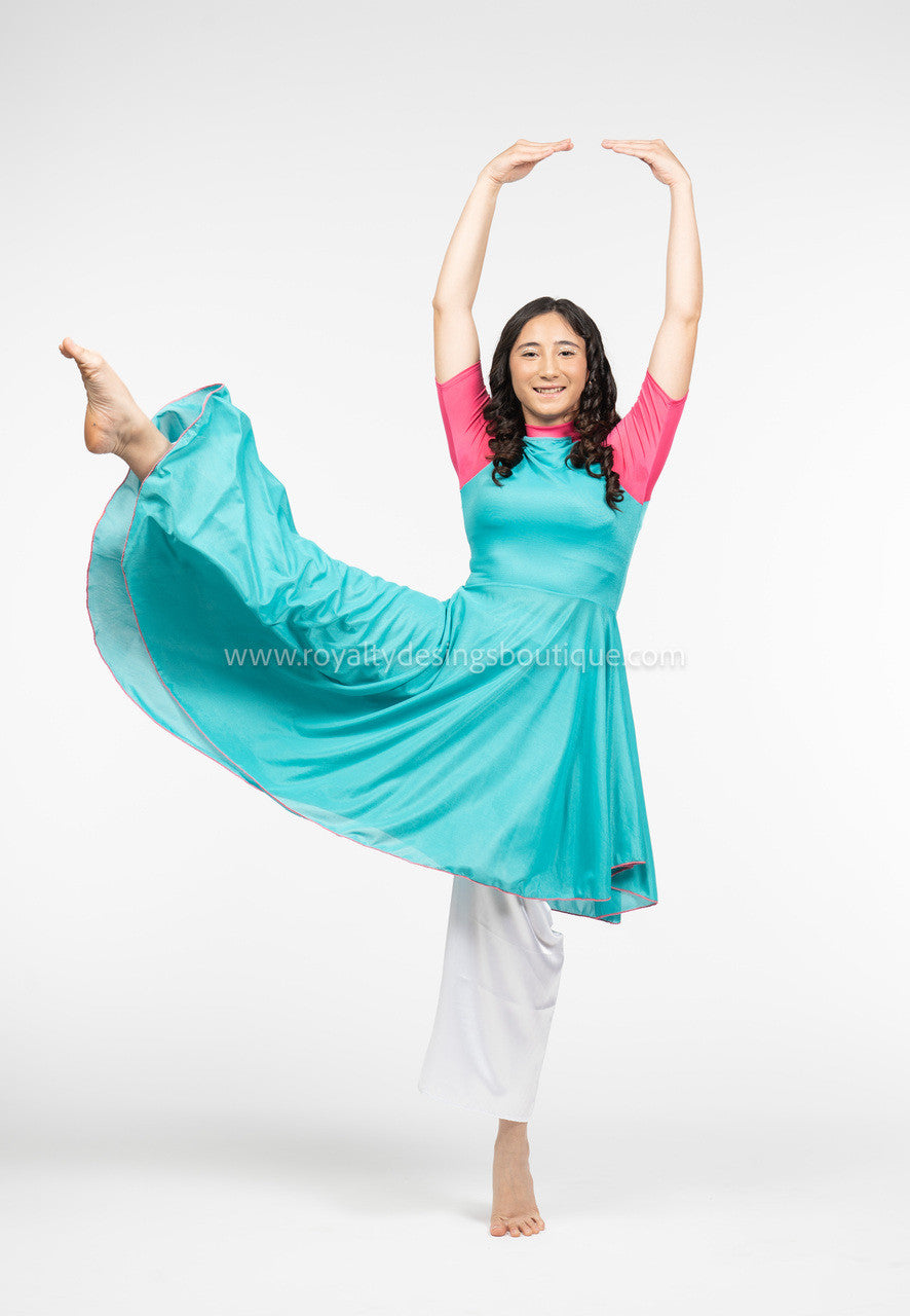 Jubilee Pink and Turquoise Dance Tunic Dress (Final Sale ! )