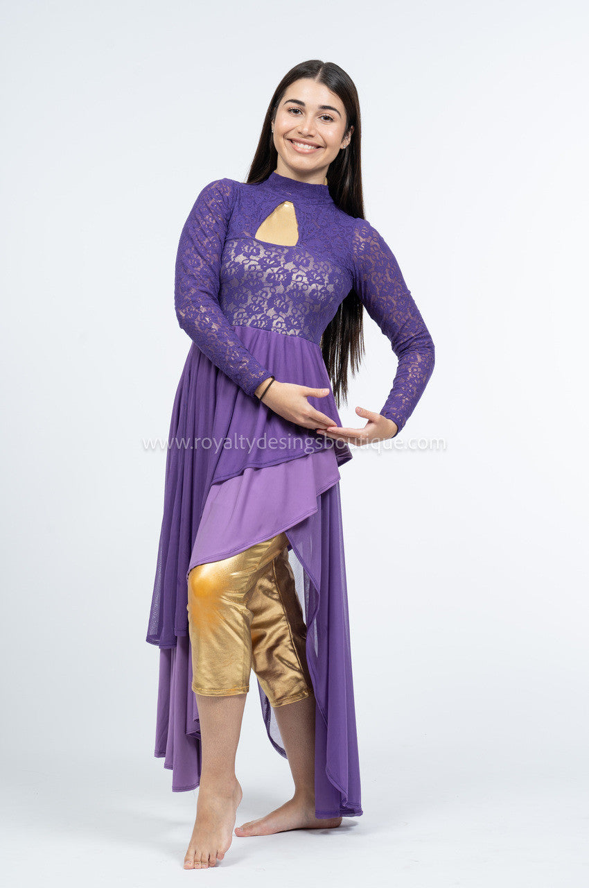Elegant purple Lace and lycra/mesh Praise Dance Tunic ( Final Sale )
