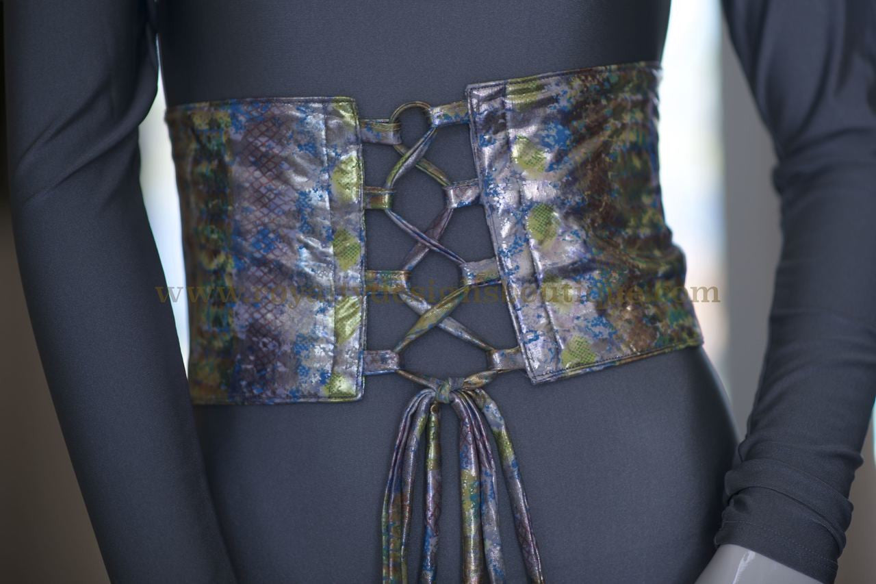 Blue/Silver/Green Metallic Lace-Up Waist Sash / Belt (Final Sale) *