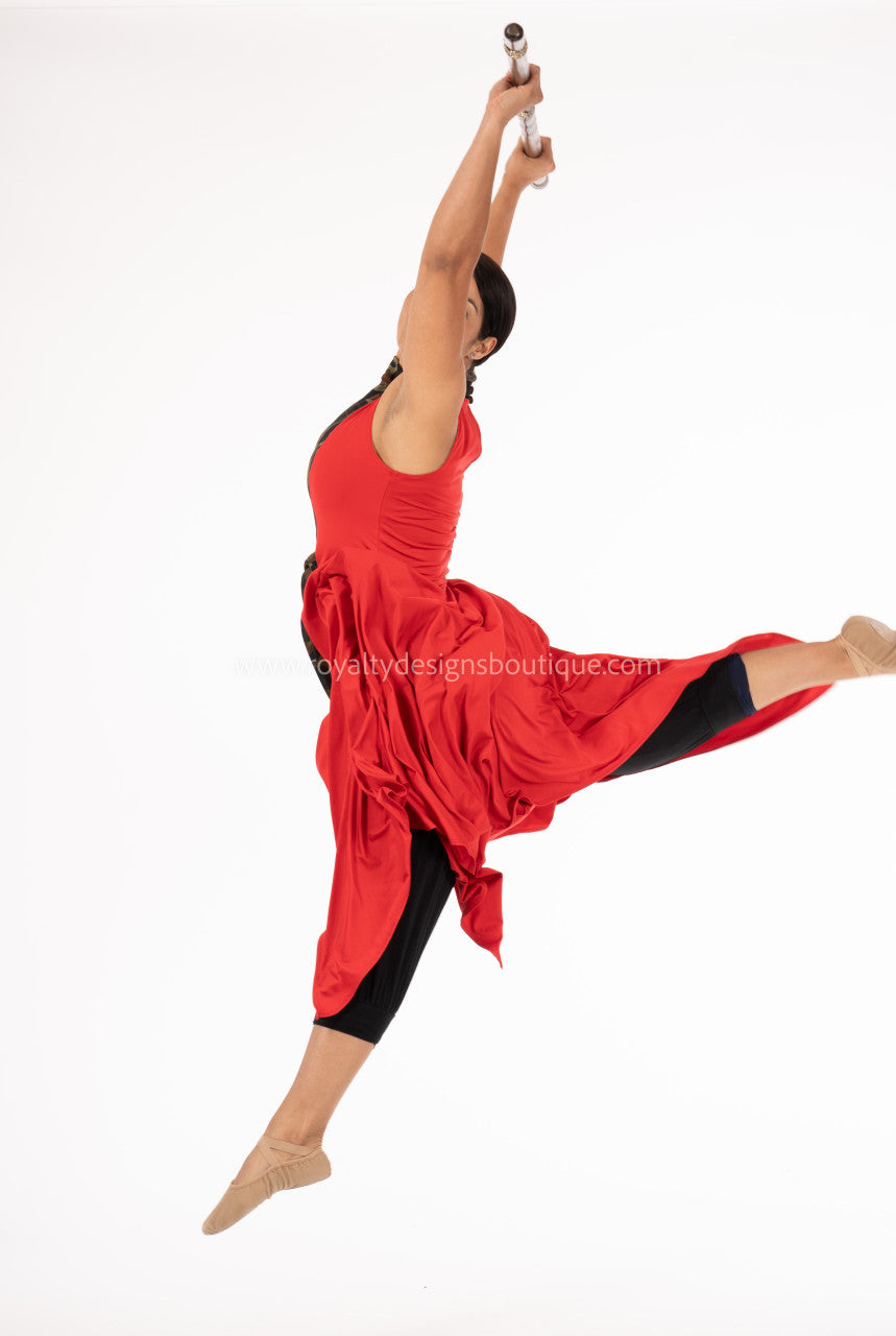 Warrior’s Tunic – Red & Camo Lycra Praise Dance Garment
