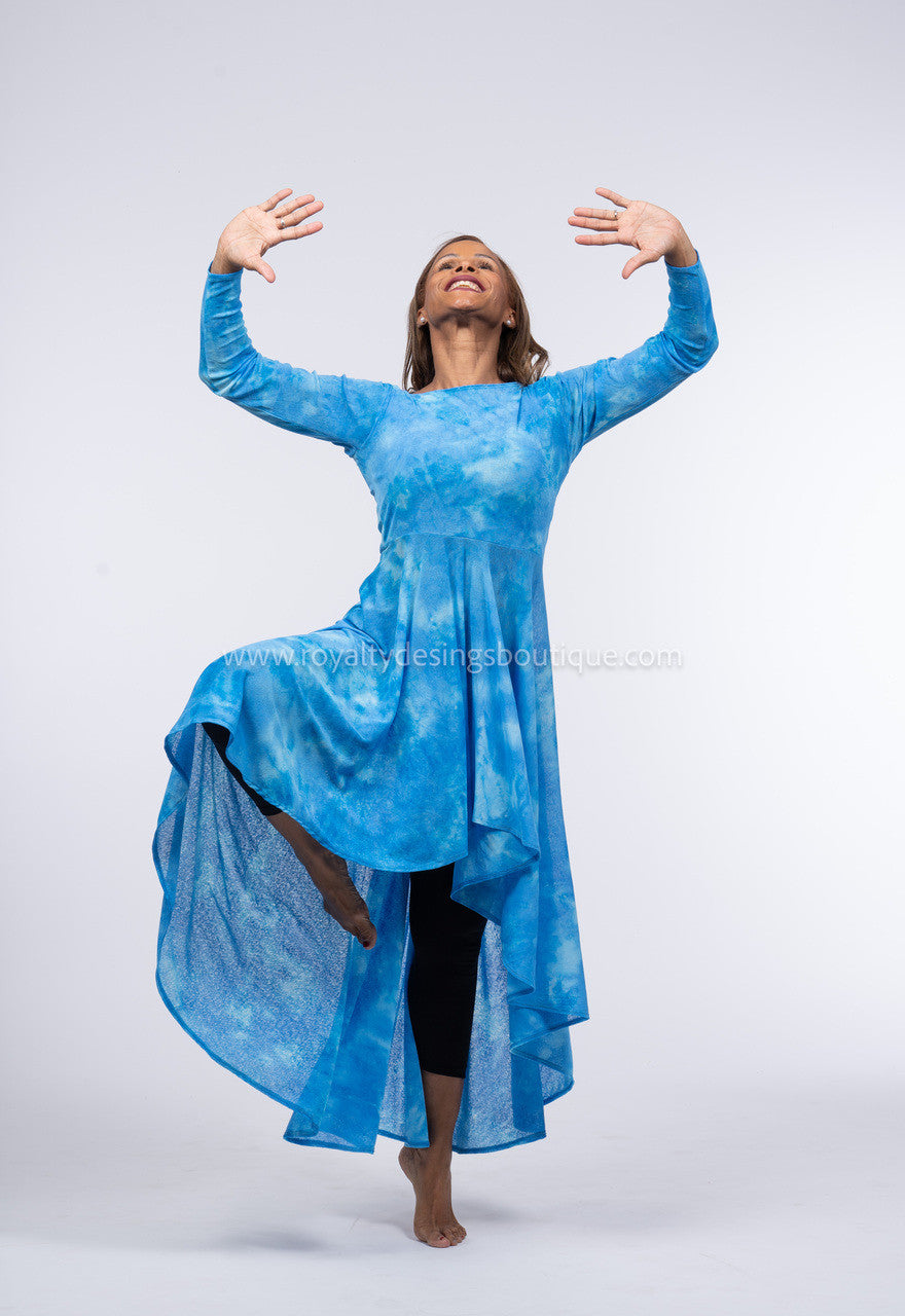 Blue Mesh Hi low Tunic - DEEPER WATERS Collection (Final Sale)