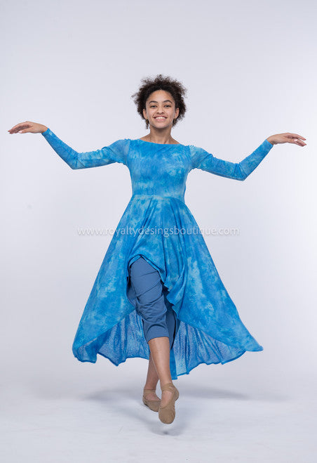 Blue Mesh Hi low Tunic - DEEPER WATERS Collection (Final Sale)