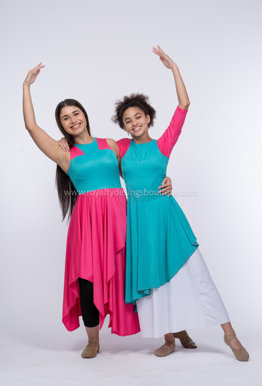 Jubilee Pink and Turquoise Dance Tunic Dress (Final Sale ! )