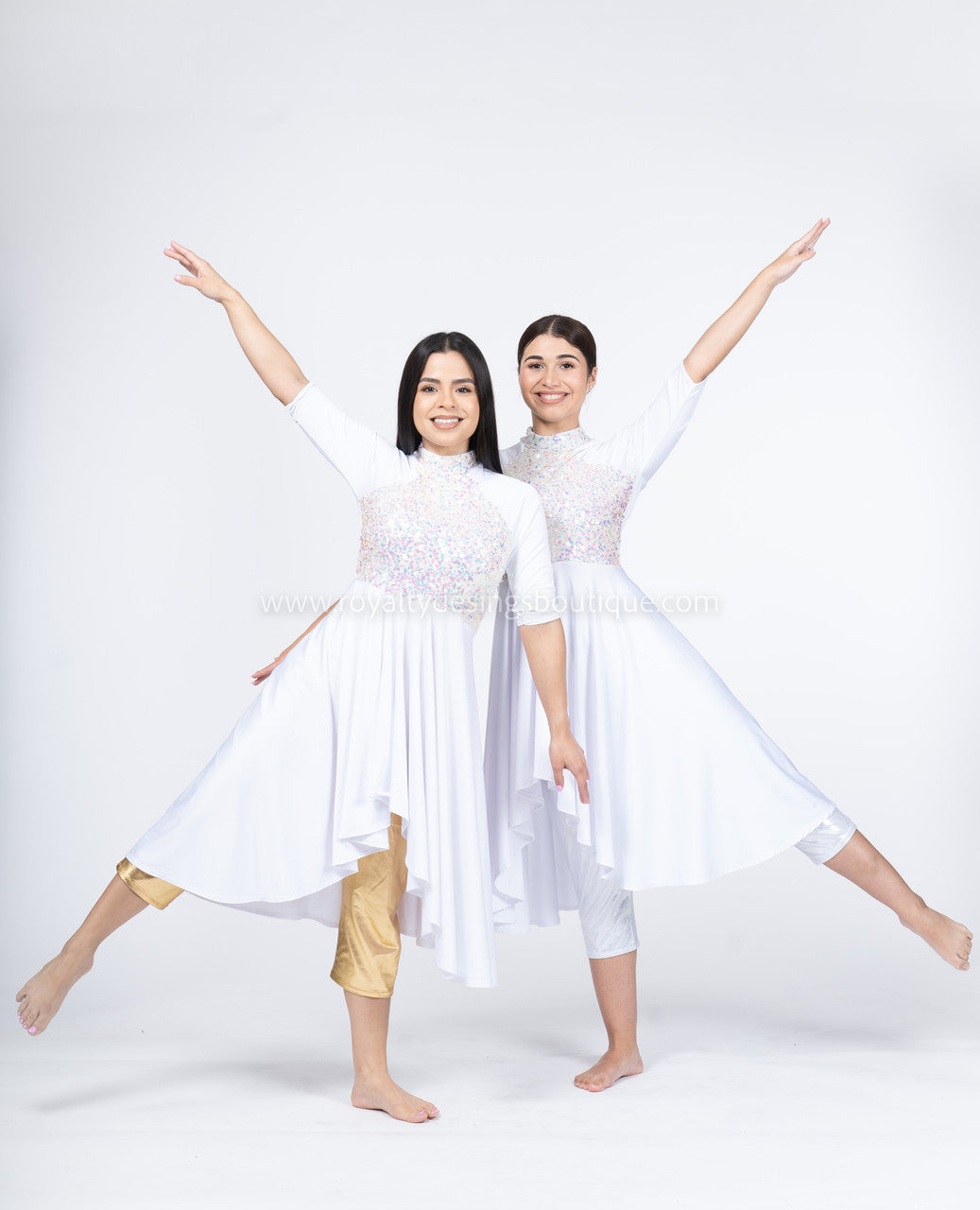 White / Bone Sequin Bodice Worship Tunic – Lycra, Velvet, or Mesh (Final Sale)