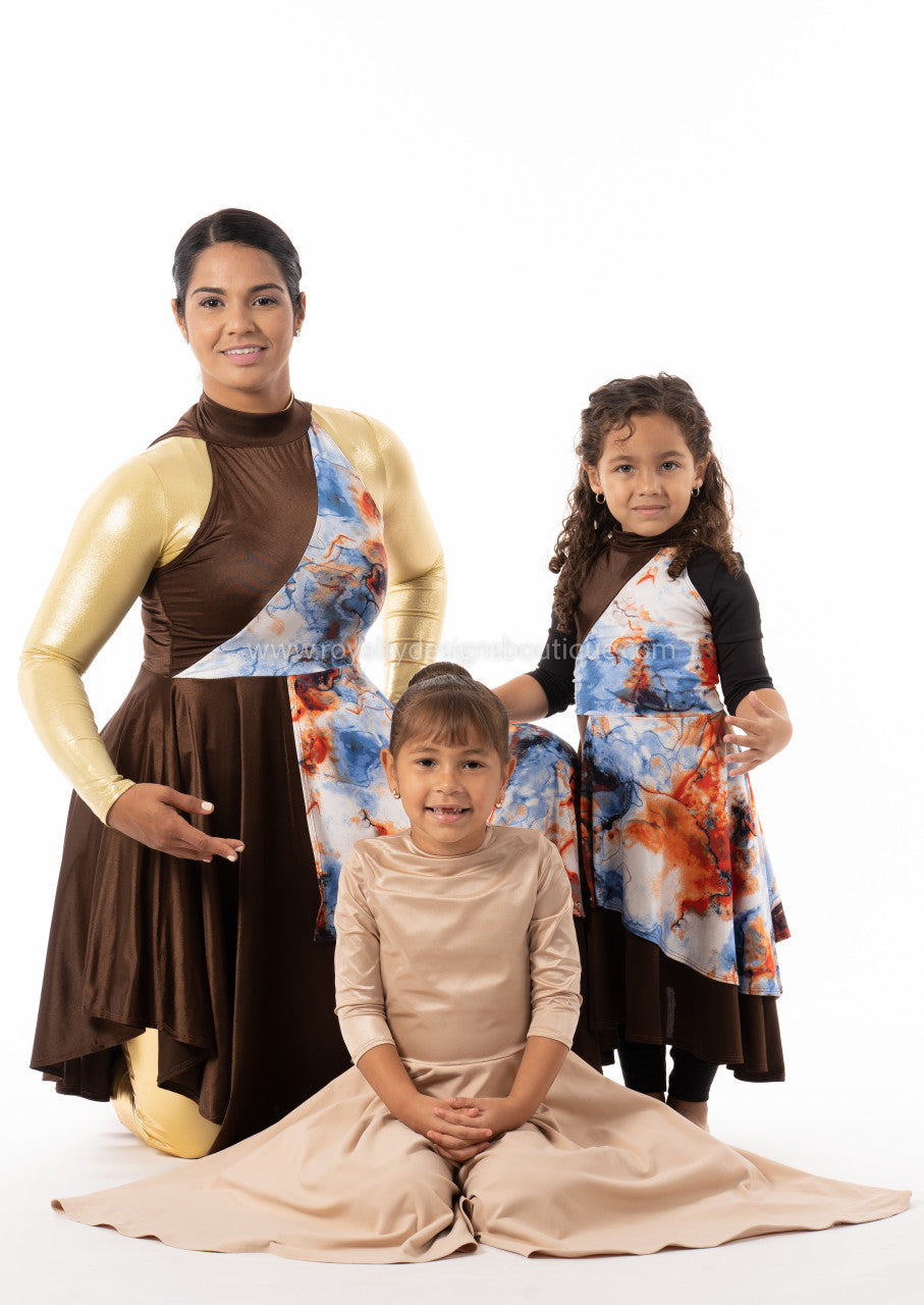 Brown/Tie-Dye Praise Dance Lycra Ephod (Final Sale)