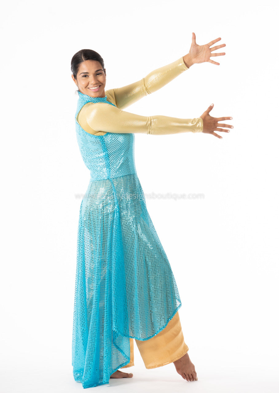 Hi-Low Sequin Worship Tunic – Shimmery Stretch Fabric (Final Sale)