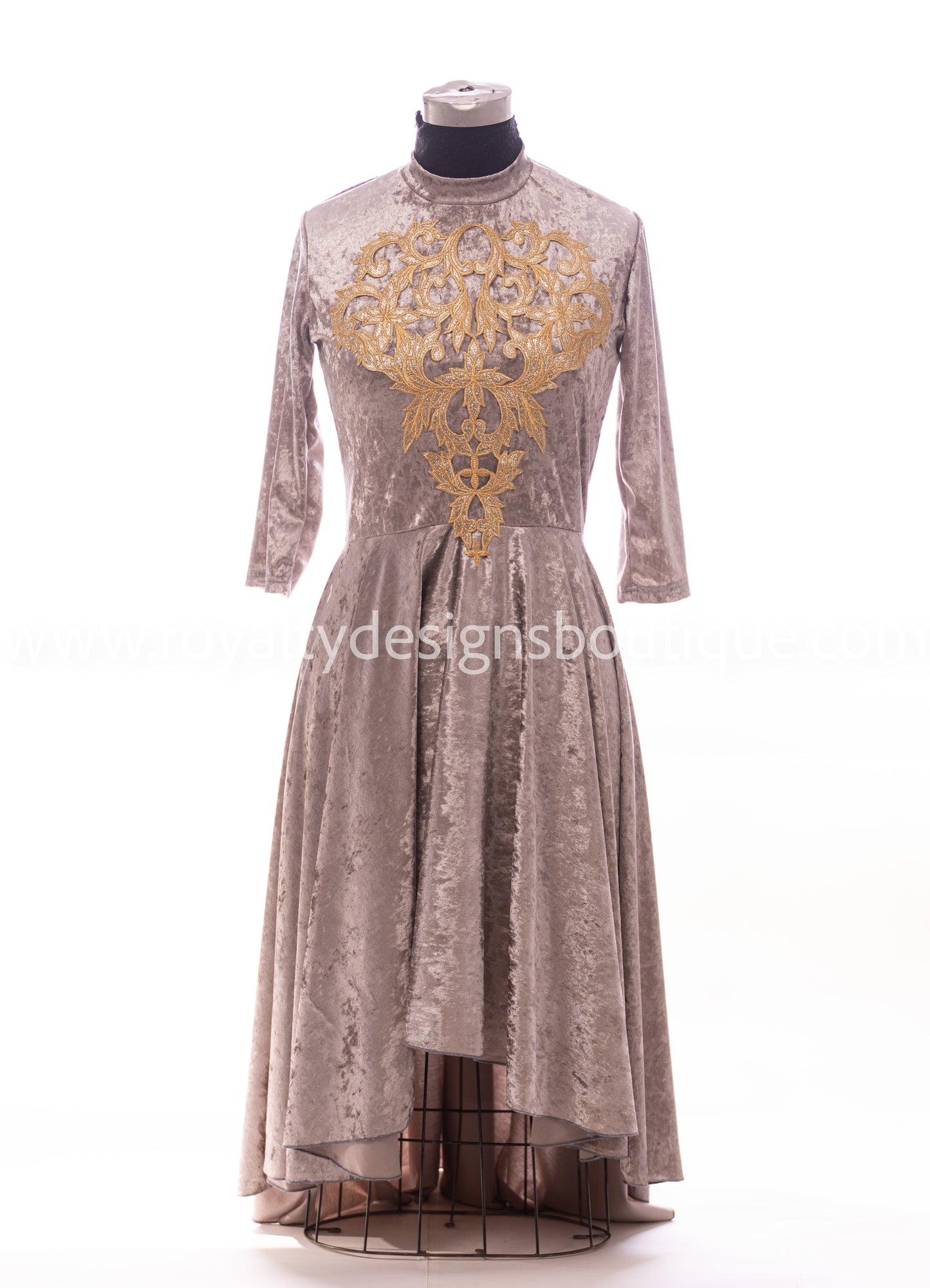 Silver Velvet Praise Dance Tunic with Gold Appliqué : Emporium Collection