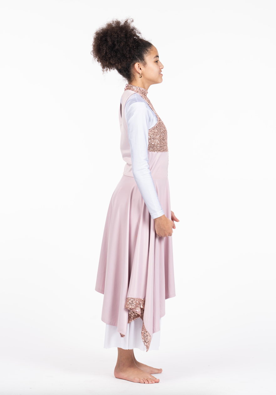 Rose Gold Sequin & Lycra Praise Dance Tunic (final Sale)