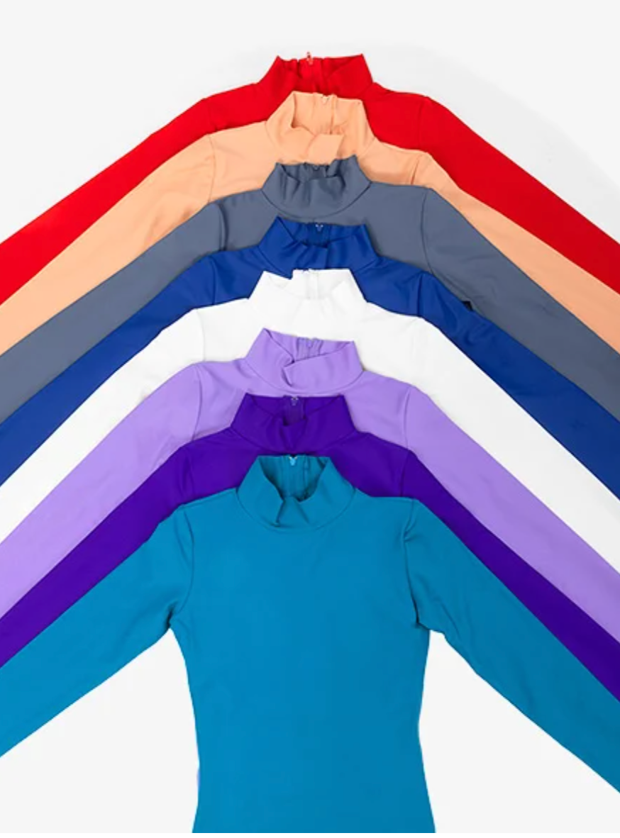 High-Neck Lycra Unitard with Gold Appliqué (Various Colors Available)