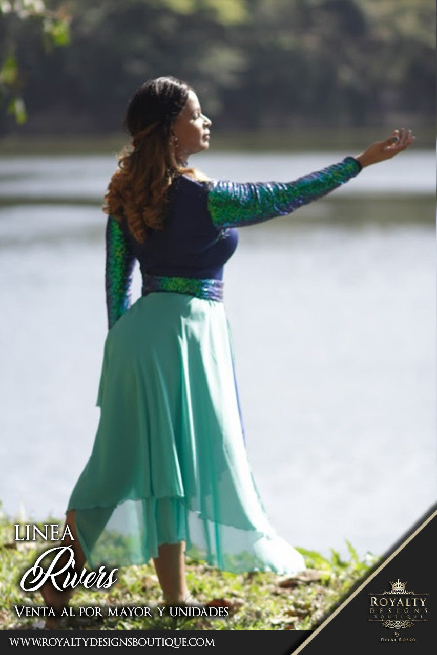 Set Praise Dance Unitard & Chiffon Skirt RIVERS