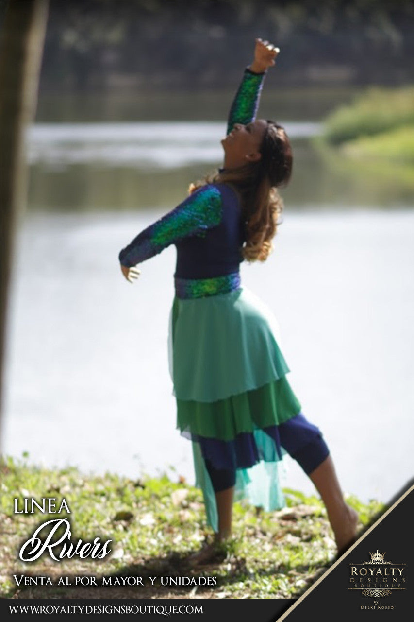 Set Praise Dance Unitard & Chiffon Skirt RIVERS