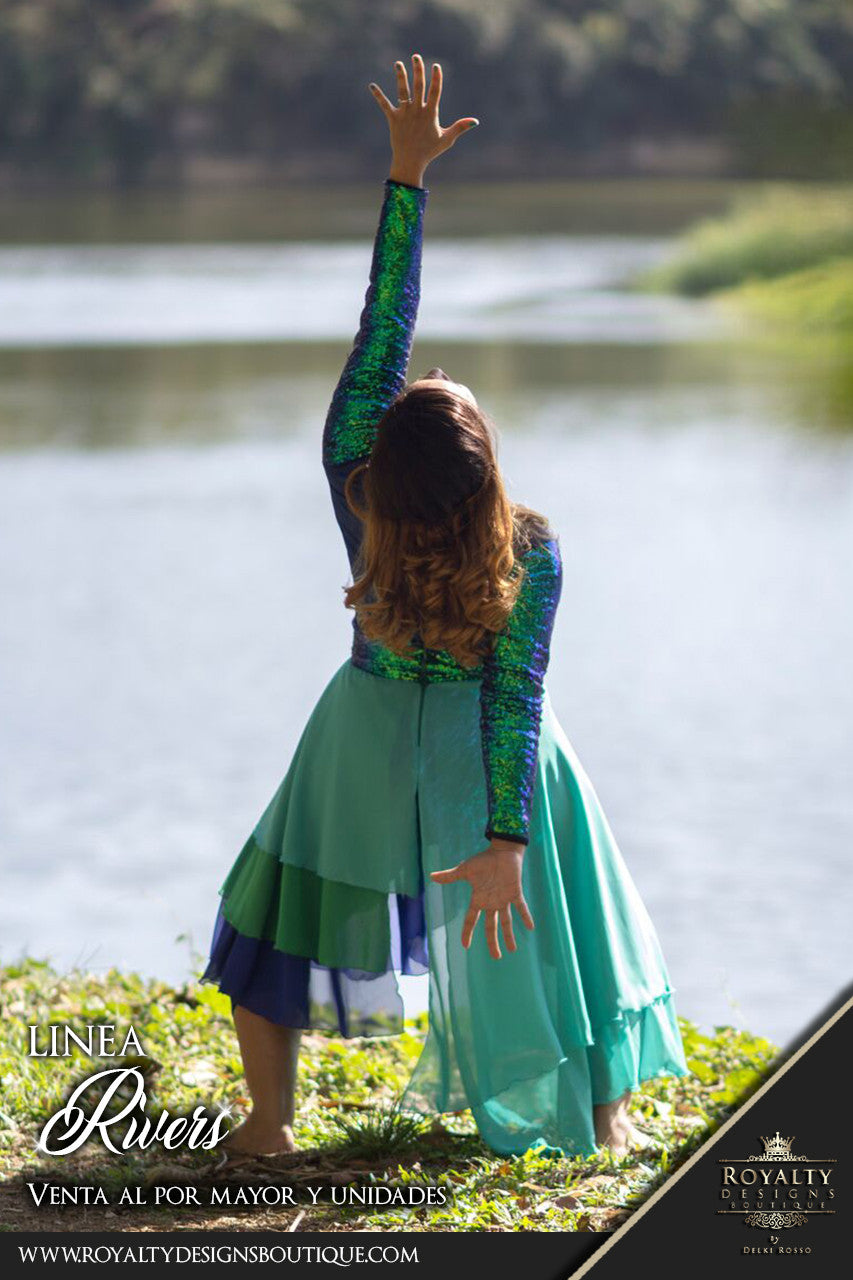 Set Praise Dance Unitard & Chiffon Skirt RIVERS