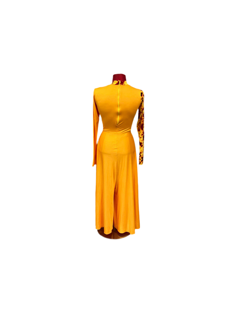 Yellow & Fire Lycra Praise Dance Palazzo Unitard  (Final Sale)