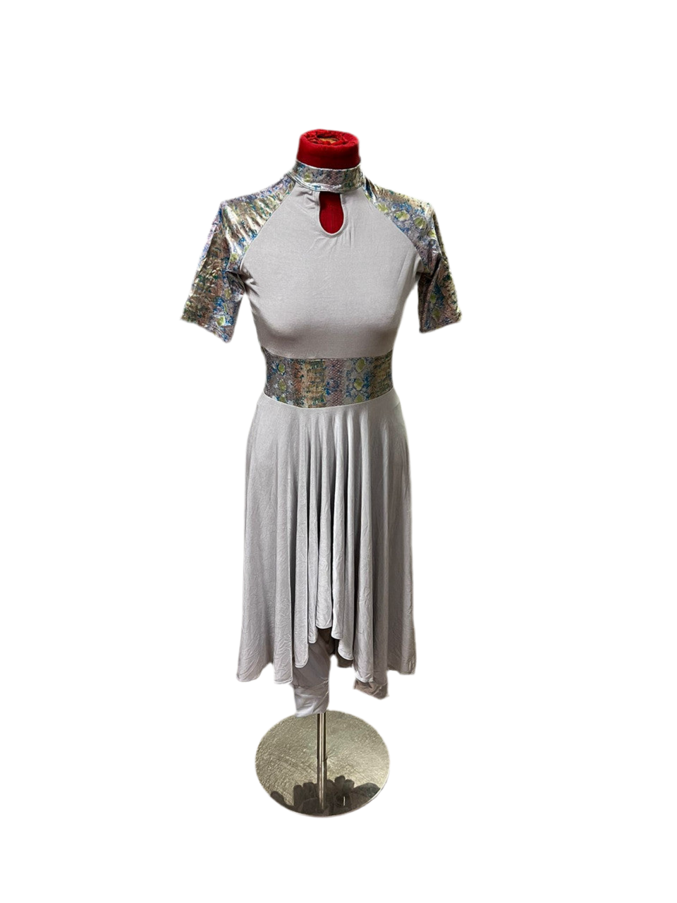 Green & Silver Tie-Dye Lycra Praise Dance Tunic ( final sale)