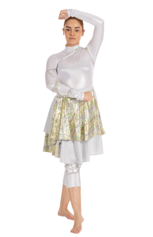 Green and silver Asymmetrical Wrap Around Lycra Skirt