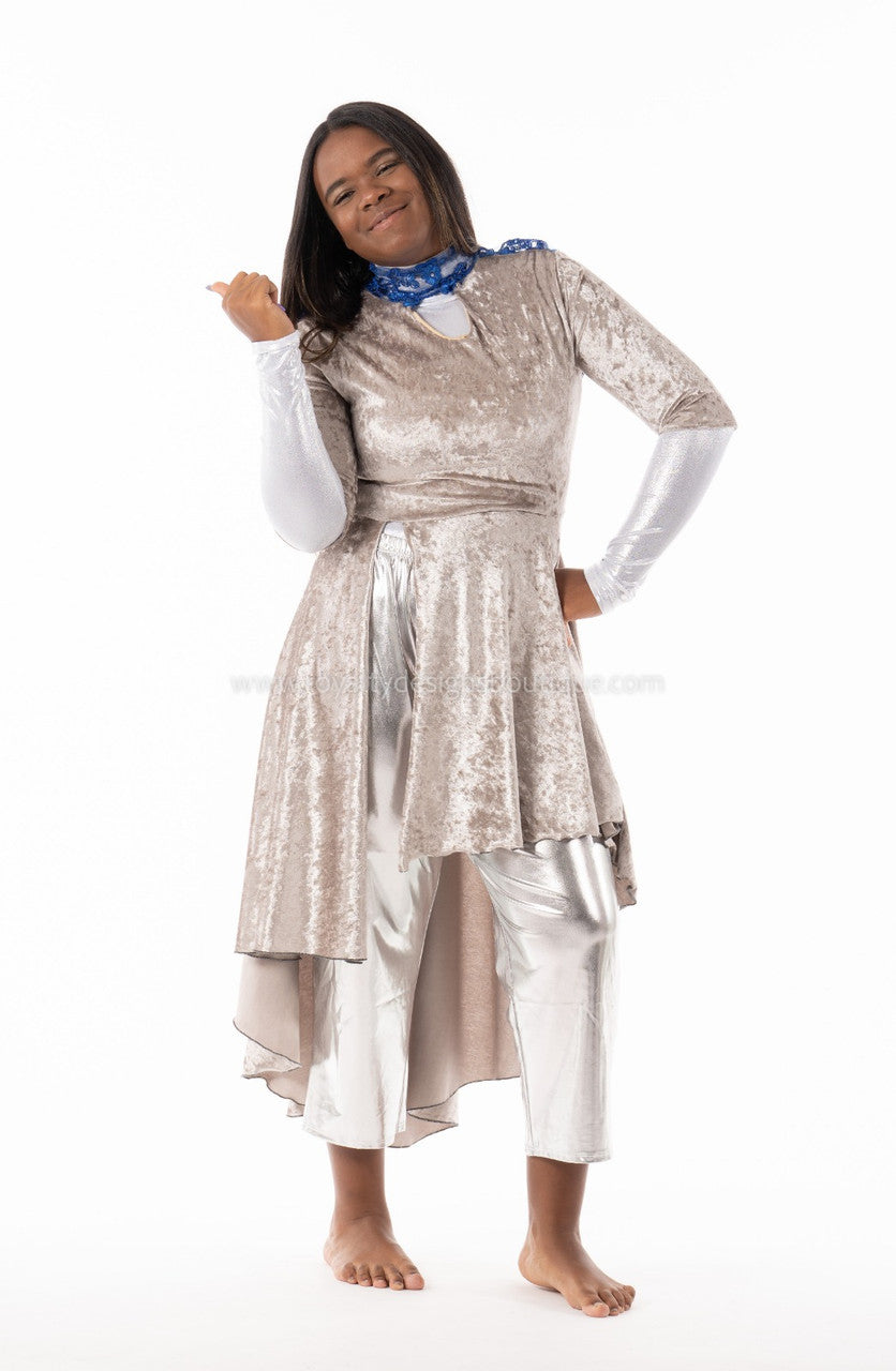 * Dance Dress AUTHORITY Soft velvet Grey and blue beautiful Modern Praise Dance Garment